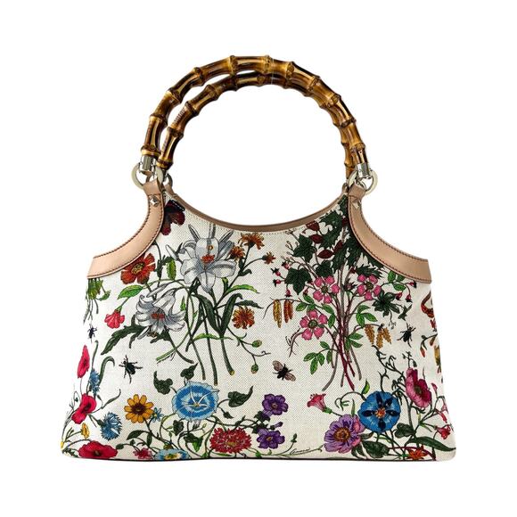 Gucci Flora Bamboo Handbag - Picture 1 of 7